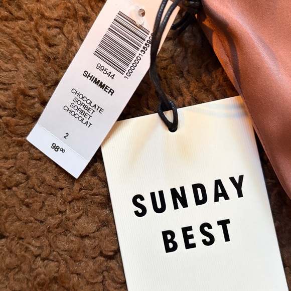 NWT Sunday Best Shimmer Mini Dress in chocolate sorbet - Picture 3 of 6